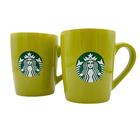 Starbucks 2021 Avocado Lime Green Siren Mermaid Collector Coffee Mug 10 Oz Set/2 - Picture 1 of 11